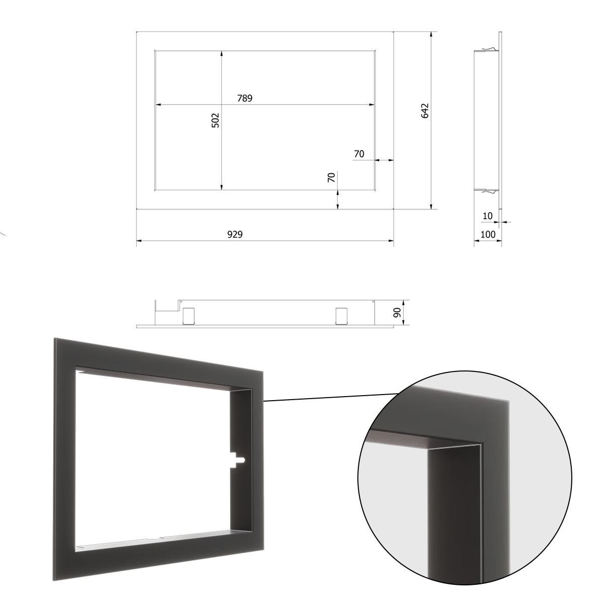 Blendrahmen gerade, Rahmenstärke 70 mm (Art. 7065349)