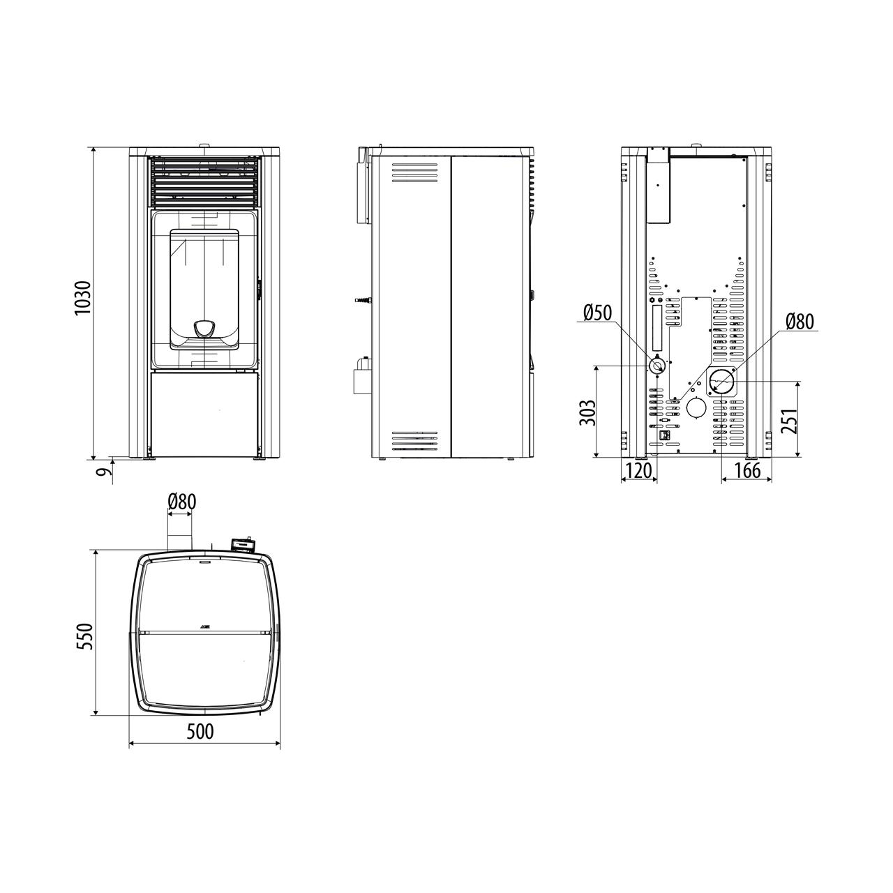 Pelletofen MCZ Ego Air Matic 8 Core R 8 kW - Ausführung: White metal_302