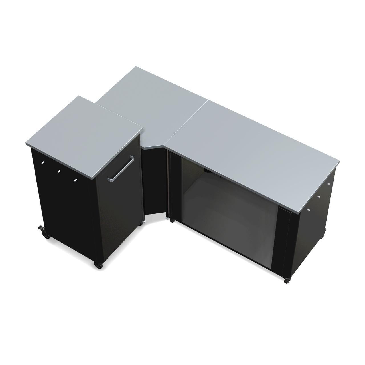Cozze Outdoorküche Bundle mit Ecktisch, offenem Modul 115 cm & hohem Schrankmodul 60 cm mit Edelstahlplatte
