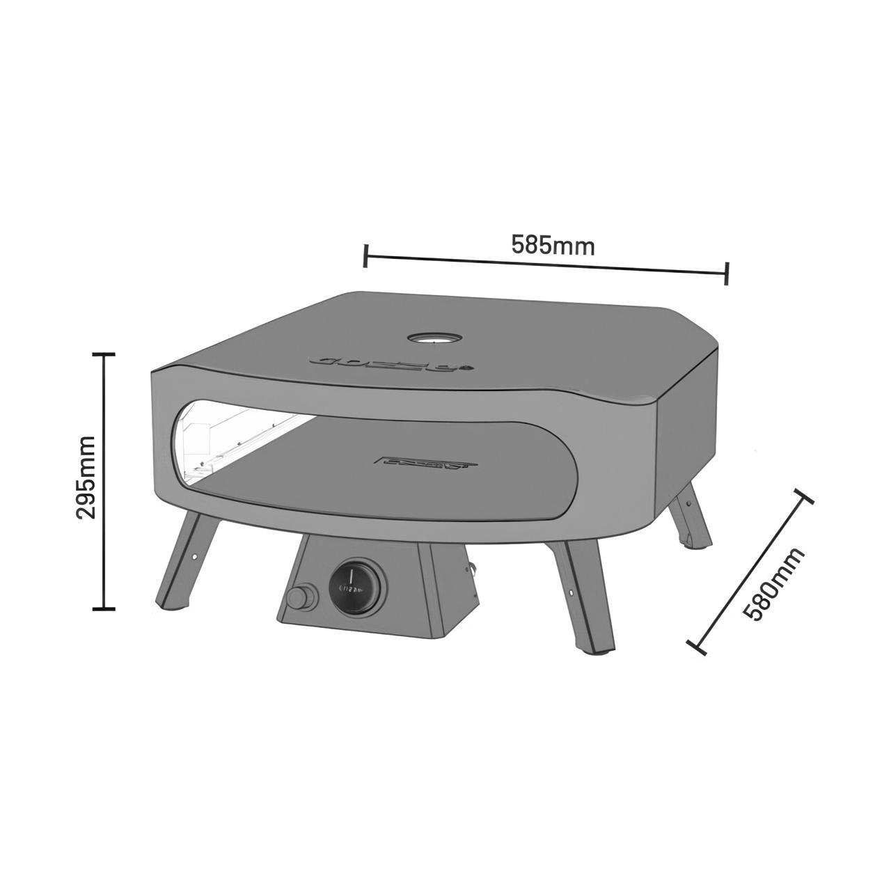 Gas Pizzaofen Cozze 17 Zoll Classic mit Thermometer & Druckminderer 50 mbar Zubehör Set 1