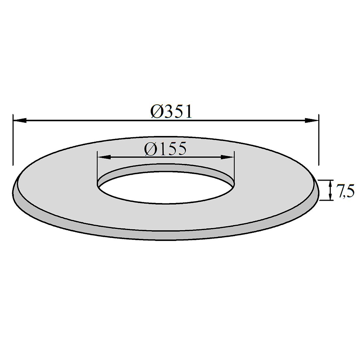Ofenrohr Rosette DN 150 mm Rand 9 cm Schwarz
