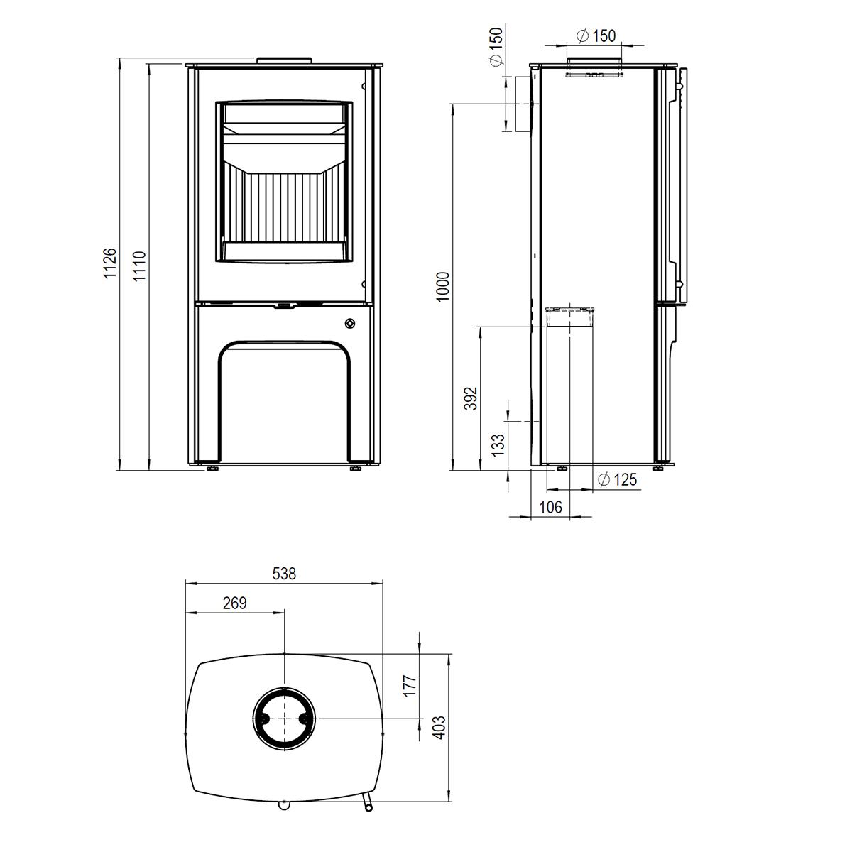 Kaminofen Olsberg Kela mit 5,8 kW - Verkleidung: Stahl schwarz