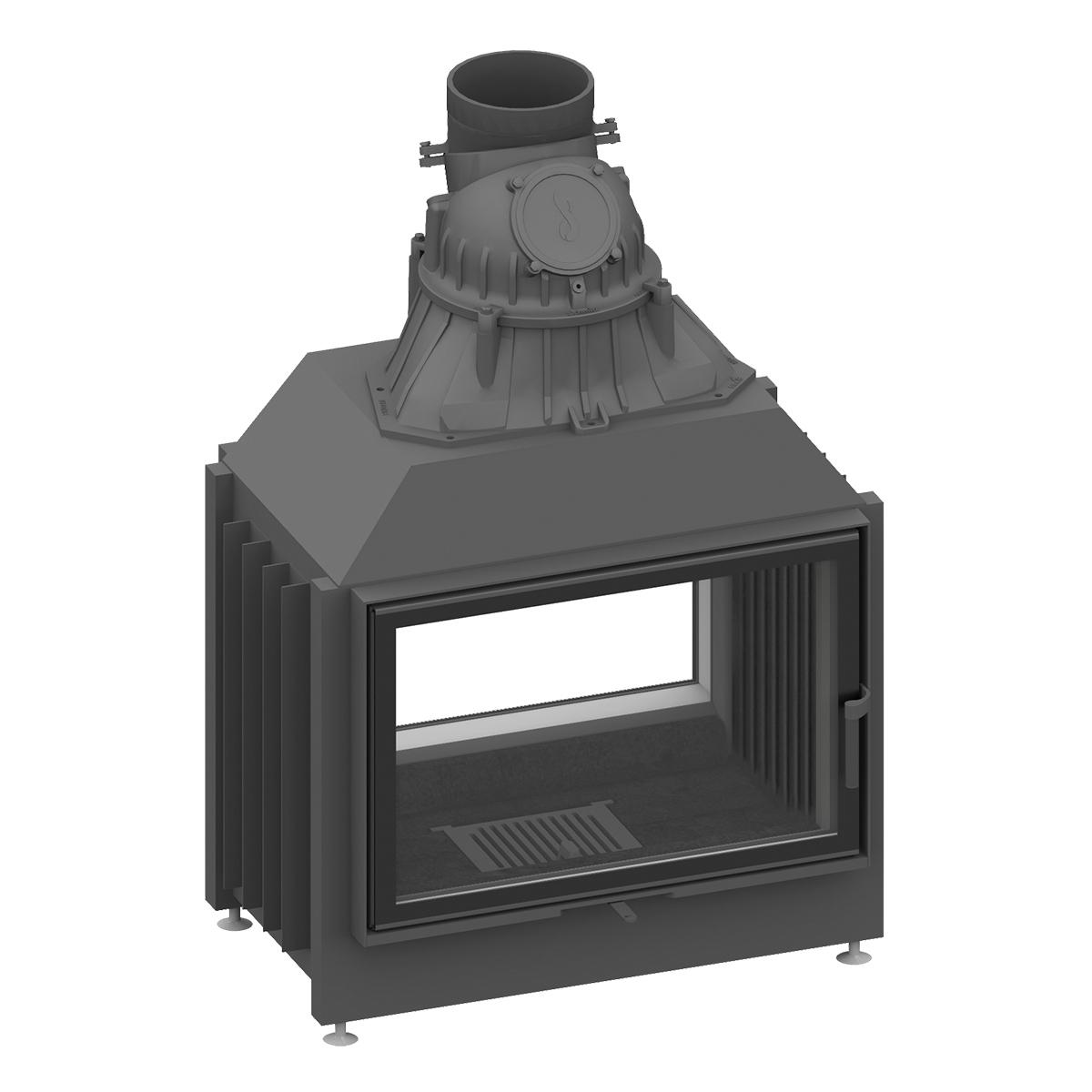 Tunnel-Kamineinsatz Schmid Lina TV 73 s/s mit 9 kW - Türhöhe: 51 cm - Türanschlag: links - Brennraumauskleidung: Guss Anthrazit