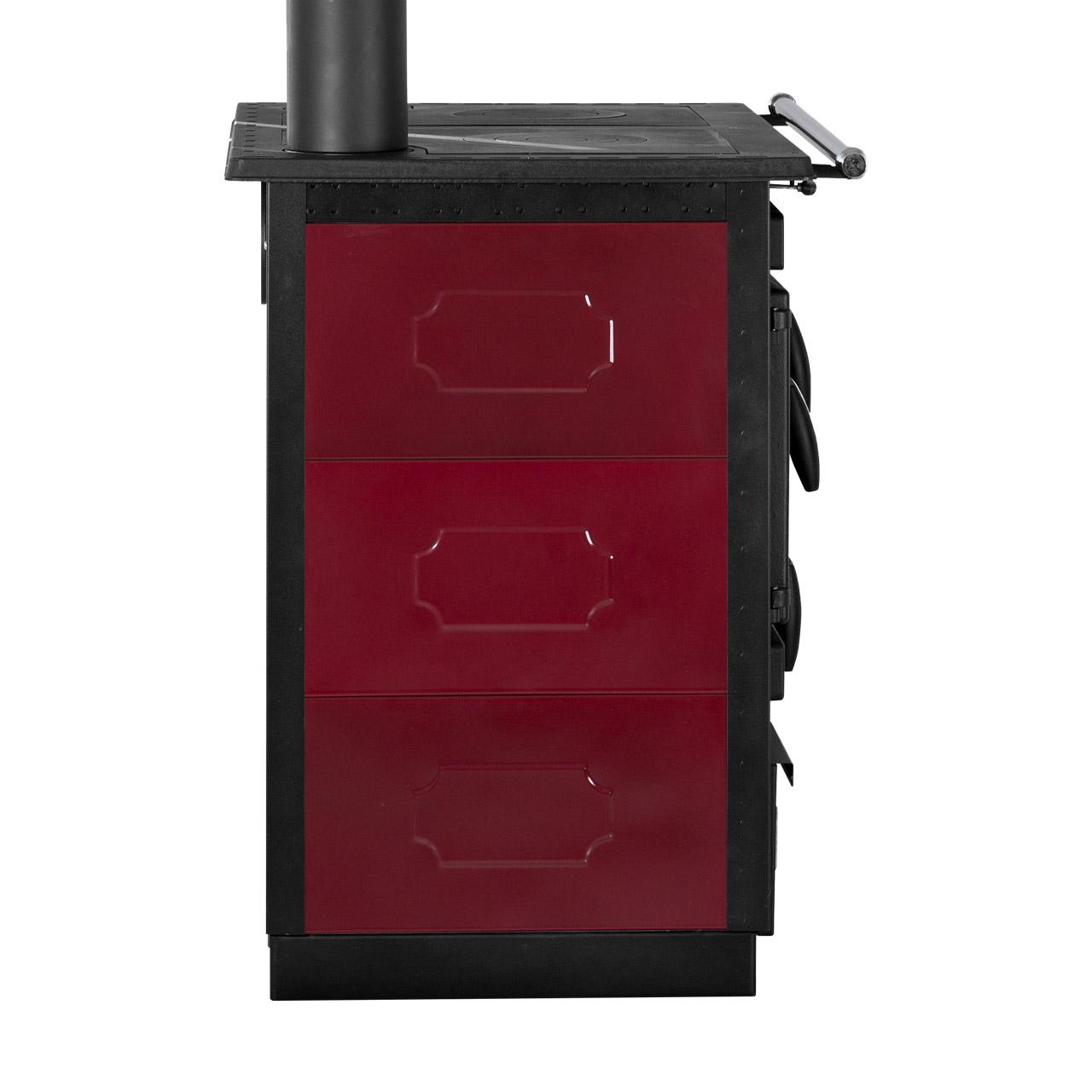 Holzherd Globe Fire Alhena Links 7 kW Bordeaux