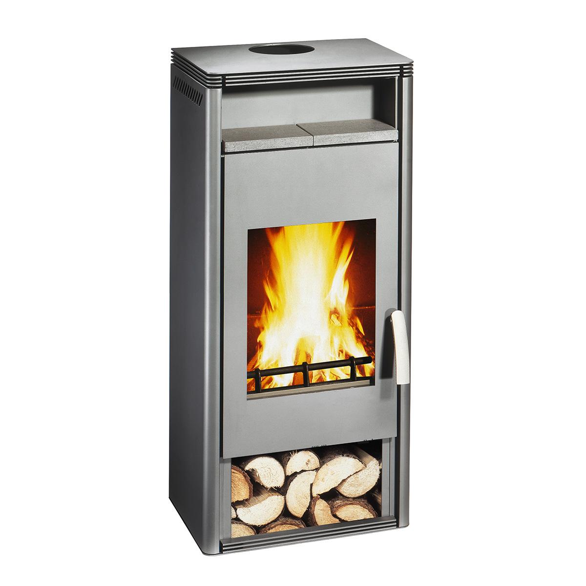 Kaminofen Wamsler Orpheus 8 kW - Ausführung: Grau mit Warmhaltefach