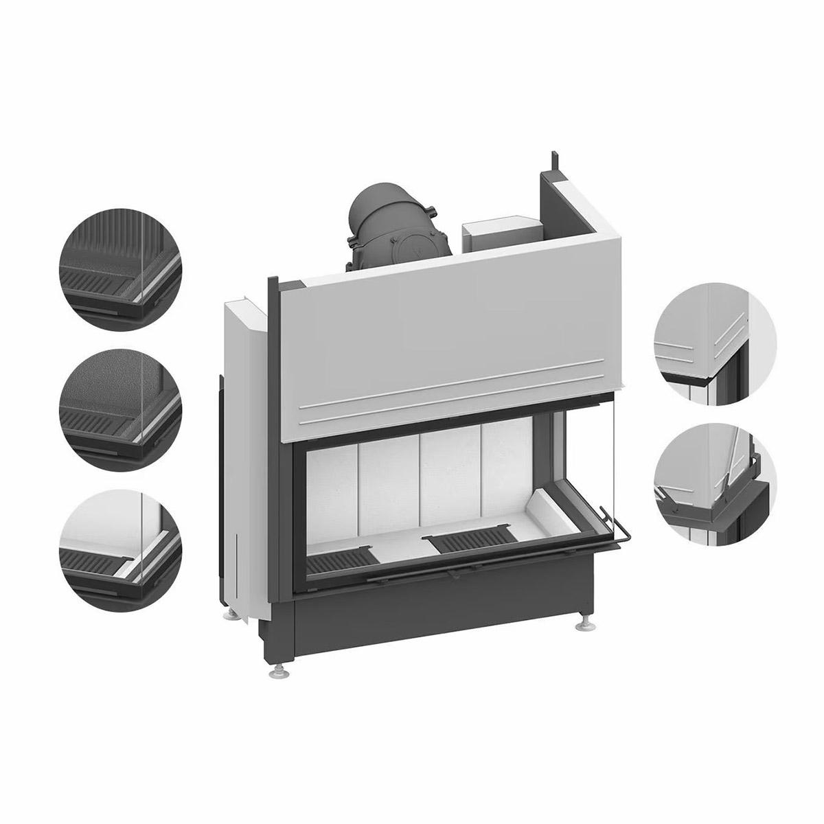 Eck-Kamineinsatz Schmid Ekko R 100(45) h mit 9 kW