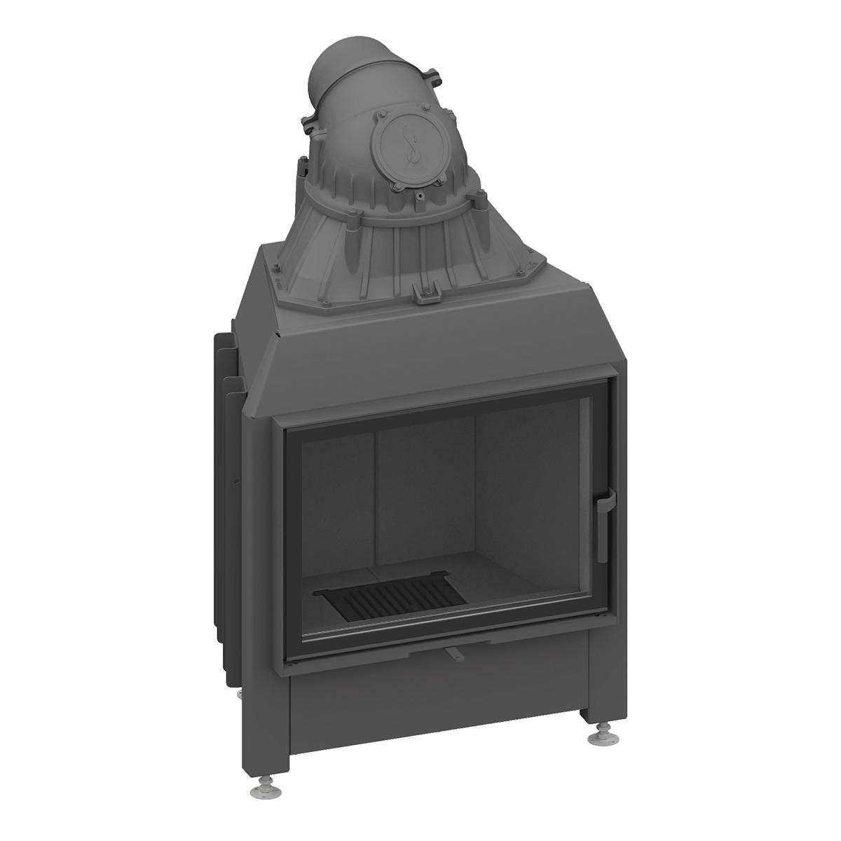 Kamineinsatz Schmid Lina 67 s mit 9 kW - Türhöhe: 51 cm - Türanschlag: links - Brennraumauskleidung: Schamotte Anthrazit