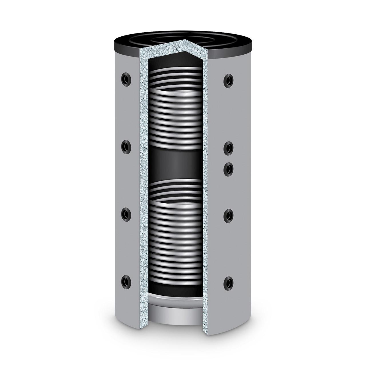 Pufferspeicher TWL Typ PR2, 2000 l mit 2 Wärmetauschern