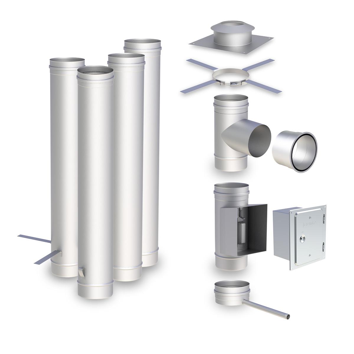 Jeremias EW-FU Edelstahlschornstein-Bausatz einwandig Ø 130 mm - Höhe: 9 m