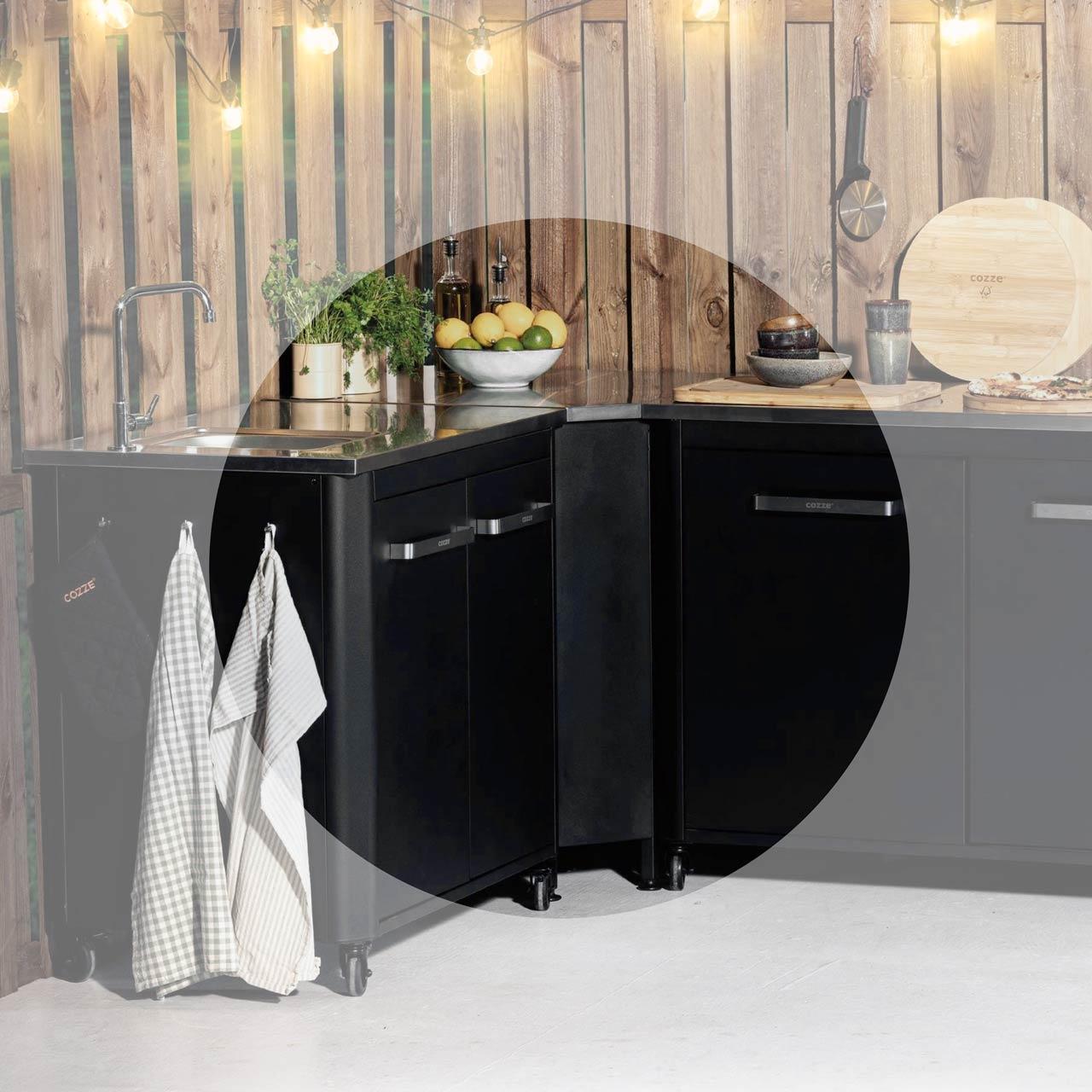Cozze Tisch für Outdoorküche Eckmodul 90x60x90 cm, Outdoor Schrankmodul