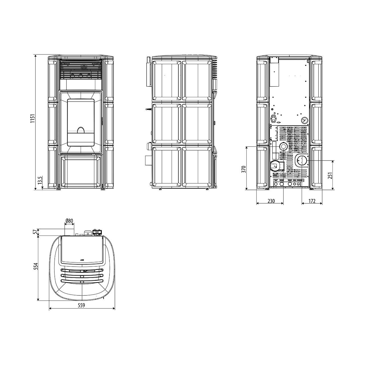 Pelletofen wasserführend MCZ Suite Hydromatic 24 R 24,2 kW - Ausführung: Matt Black ceramic_126