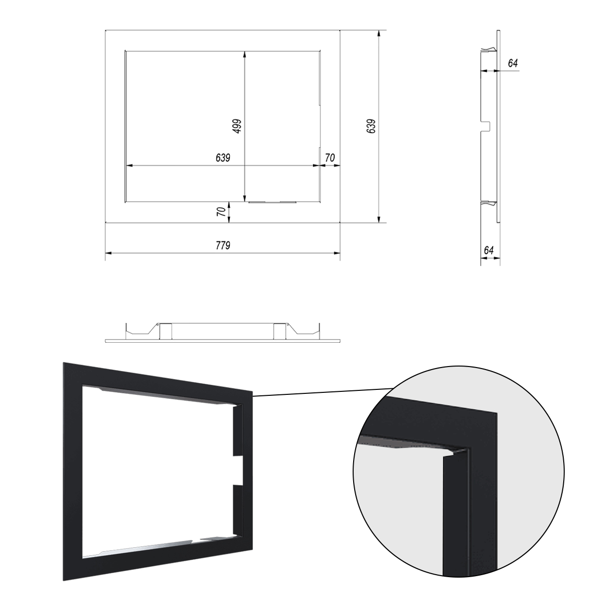 Blendrahmen gerade, Rahmenstärke 70 mm (Art. 7065268)