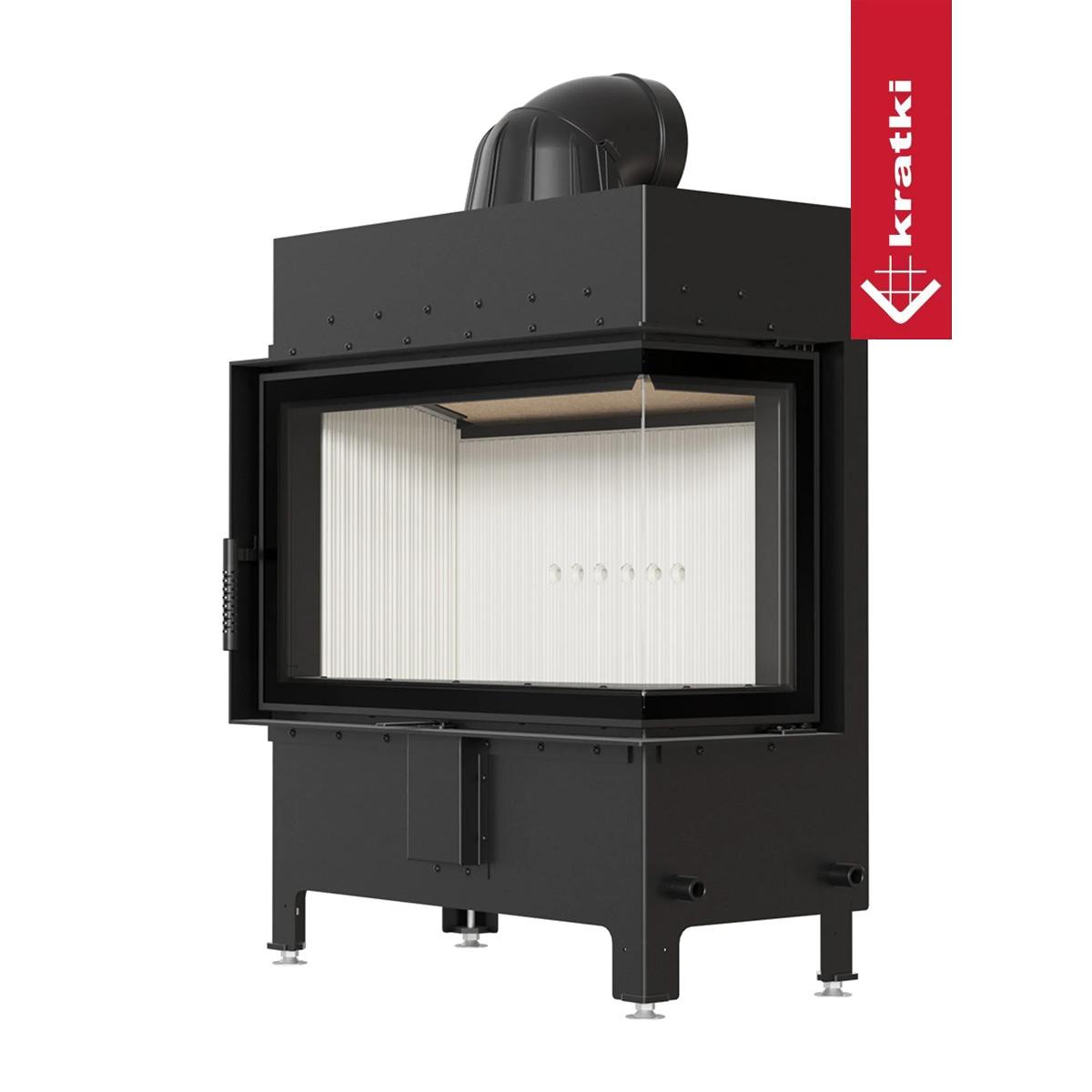 Eck-Kamineinsatz Kratki LUCY/14/NEW 14 kW - Türanschlag: rechts - Feuerraumauskleidung: weiß - Tür selbstschließend: nein