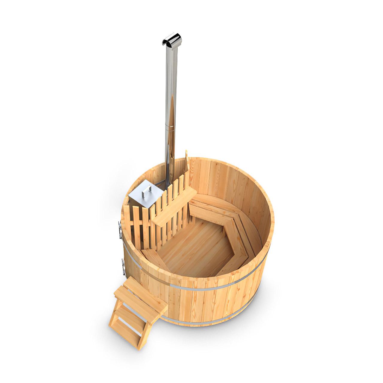 Hot Tub AA-Kaminwelt Badefass DN 1600 mm mit Innenofen - Holz: Lärche - Ofen: Aluminium (27 kW)