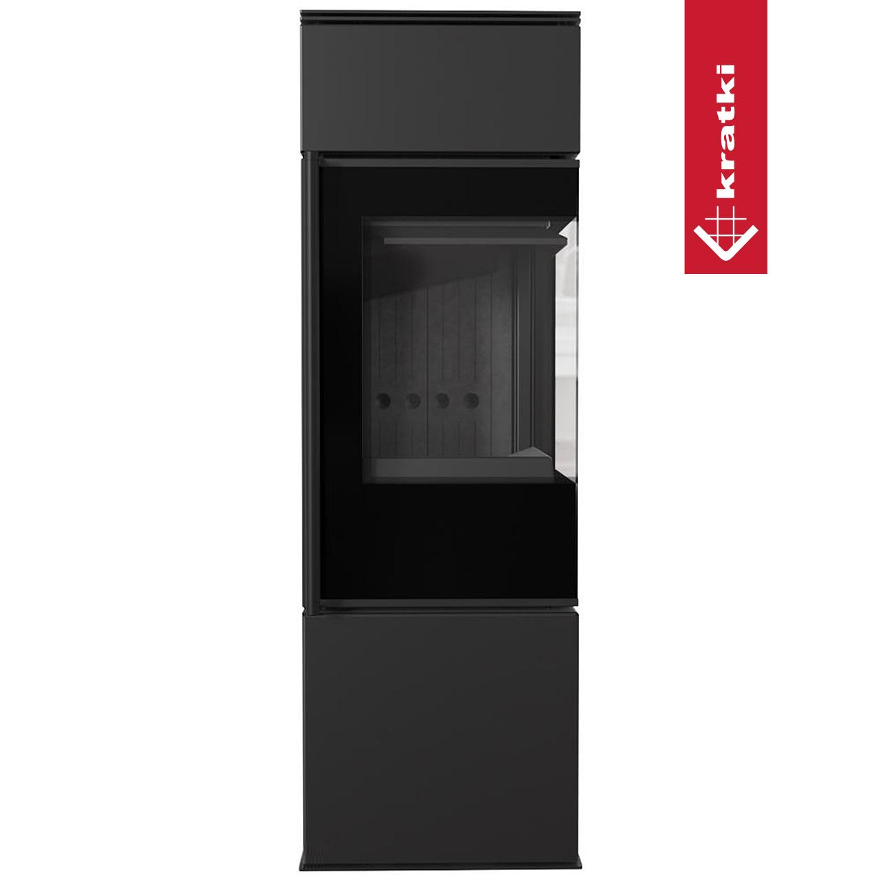 Kaminofen Kratki REN/S 7,3 kW - Ausführung: Schwarz - Version: Ecke rechts - Tür selbstschließend: ja