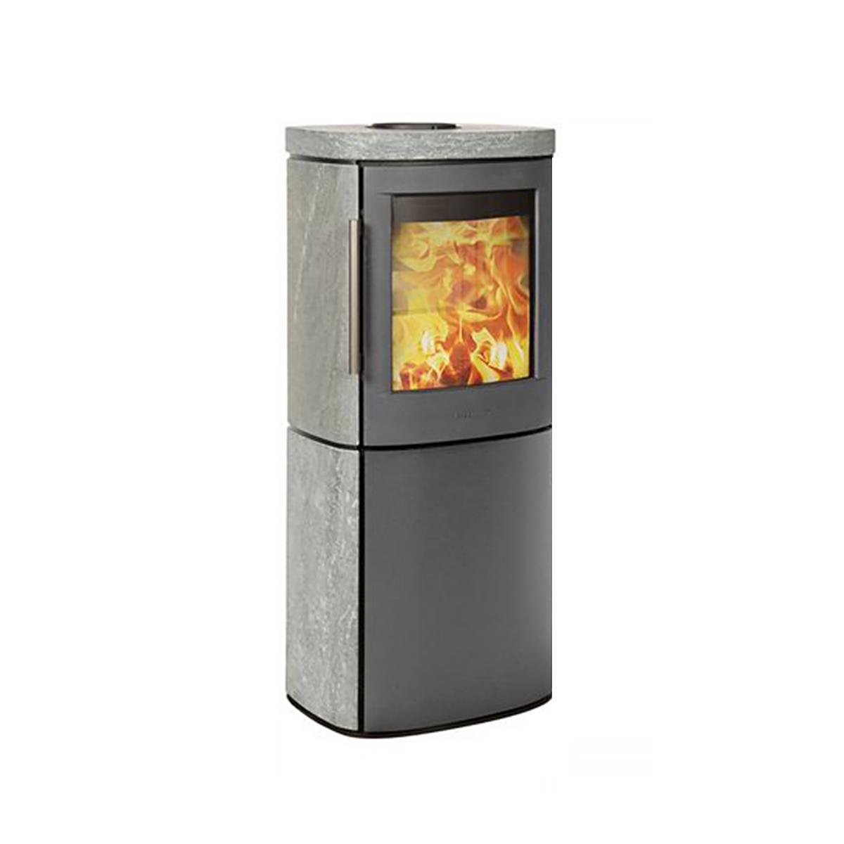 Kaminofen HWAM 4540 Stein 4,9 kW Autopilot - Brennraumtür: Guss - Korpus: Grau - Verkleidung: Speckstein