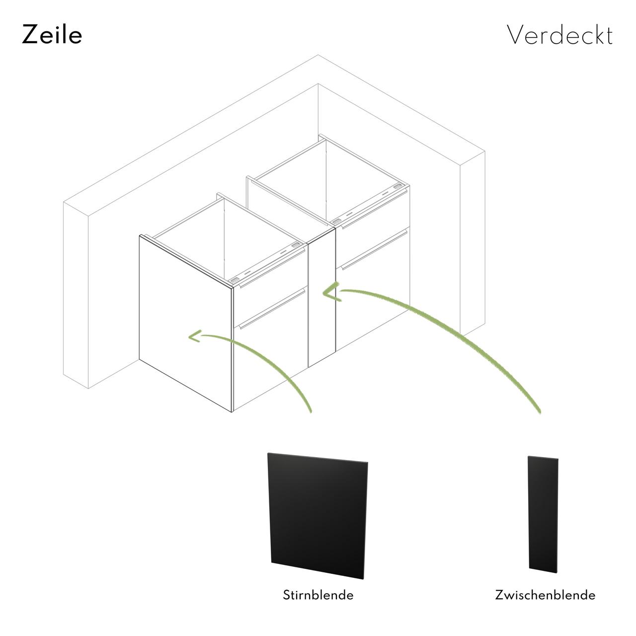Outdoorküche vivandio elements / Blende zwischen Modulen - Ausführung: Blende 22 cm zwischen Modulen, mattschwarz