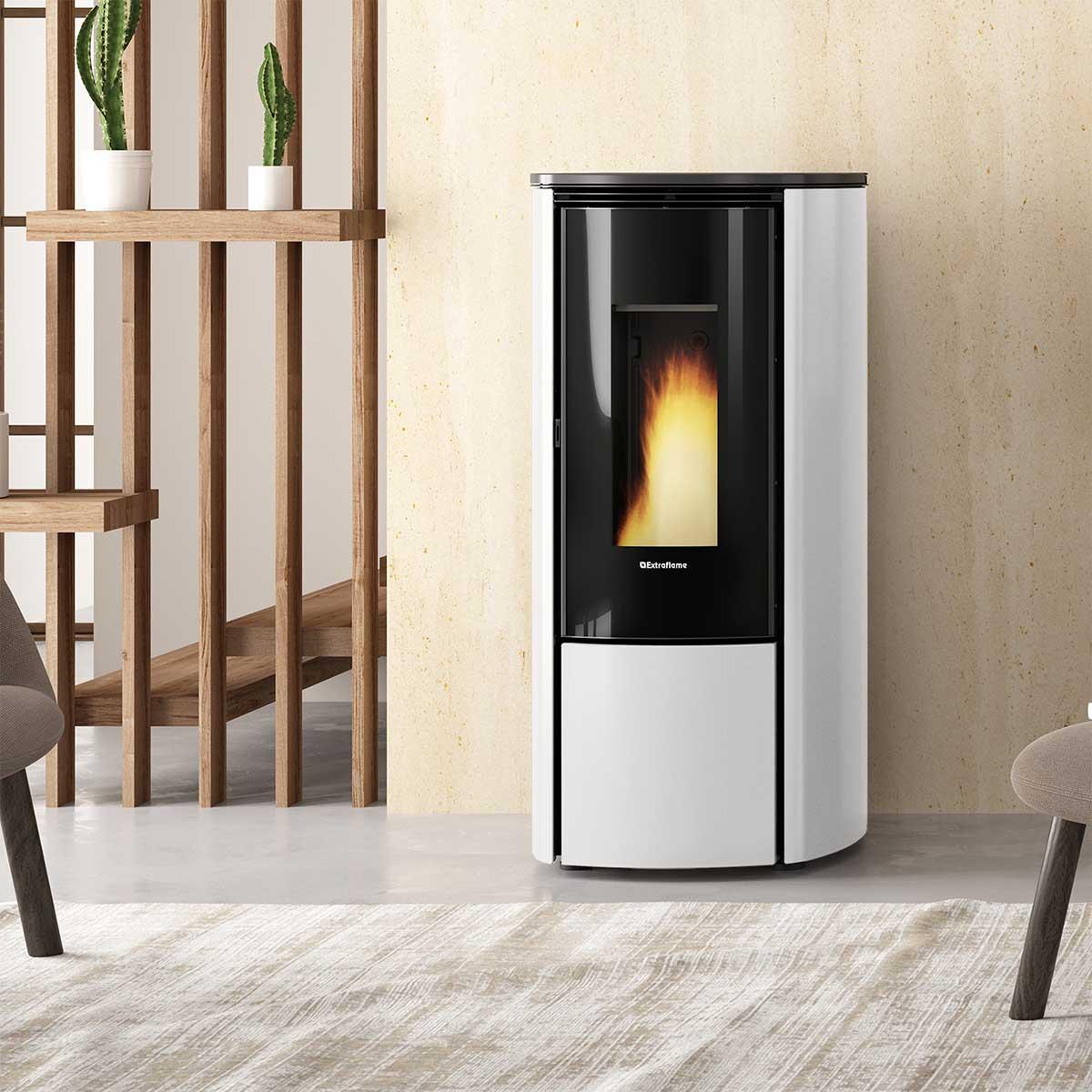 Pelletofen Extraflame Evolution Line Katia 9 mit 9 kW - Verkleidung: weiß