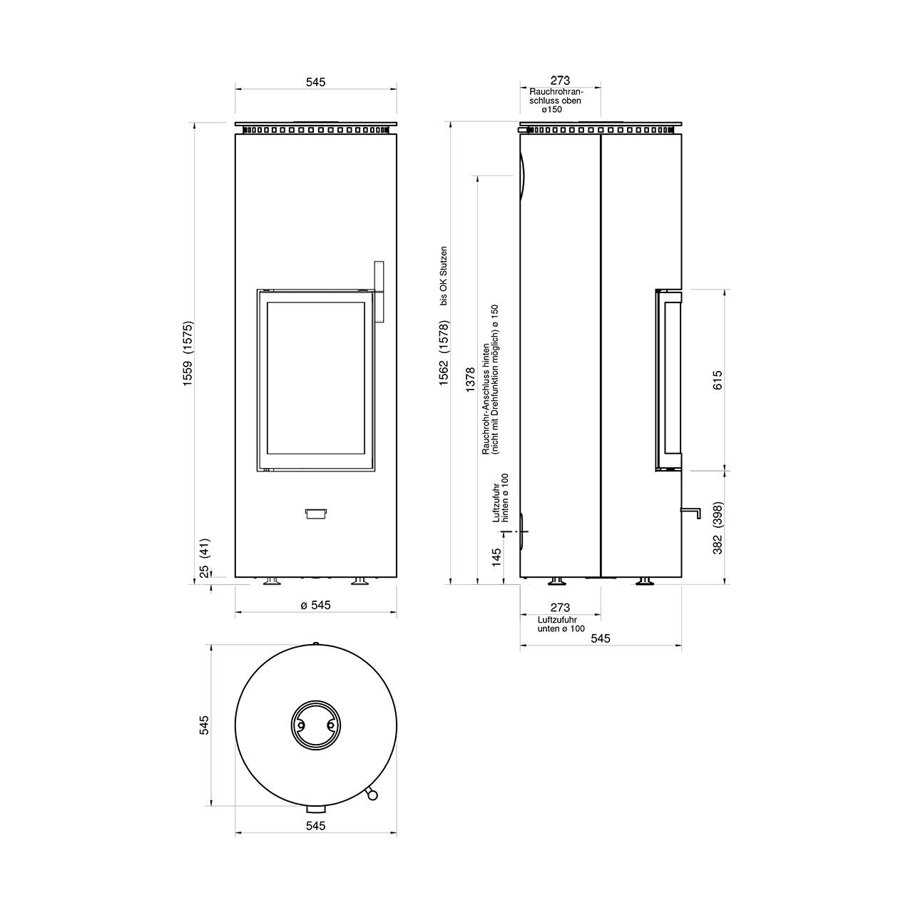 Speicherofen Cera Design Rondotherm mit 7 kW - Ausführung: Schwarz