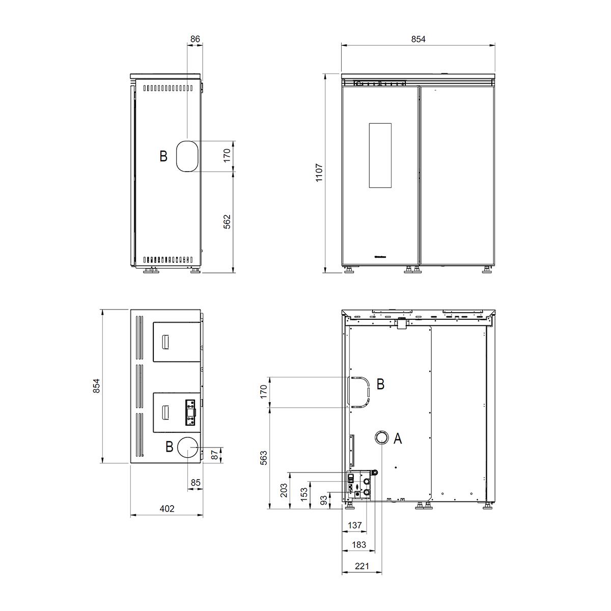 Pelletofen wasserführend Extraflame Evolution Line Floriana Idro mit 19,4 kW - Ausführung: Crystal