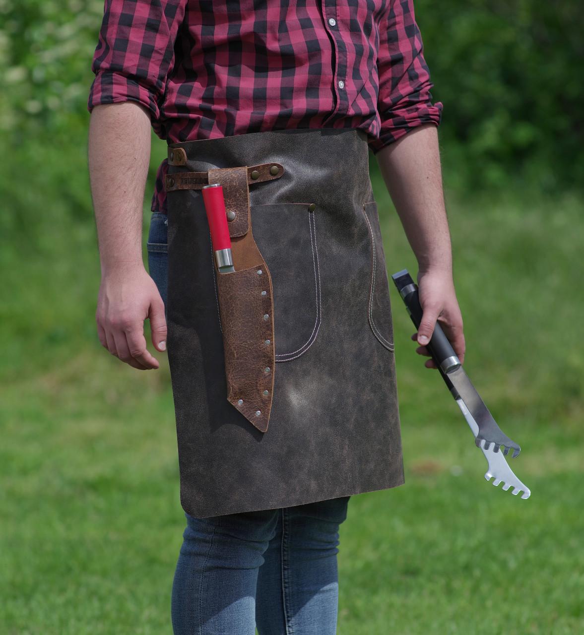Feuermeister Leder Hüftschürze braun - Ausführung: Gr. 1 (Länge:60cm Breite:55cm)