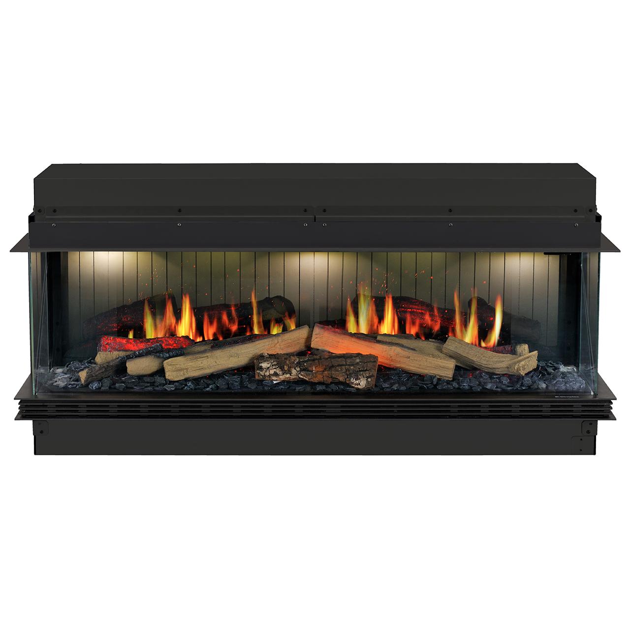 Dimplex Vista 130 III 3-seitiger Premium Elektrokamin mit Opti-V 3D Flammen LED Real Flame Effekt und Heizfunktion für modernes Wohnambiente