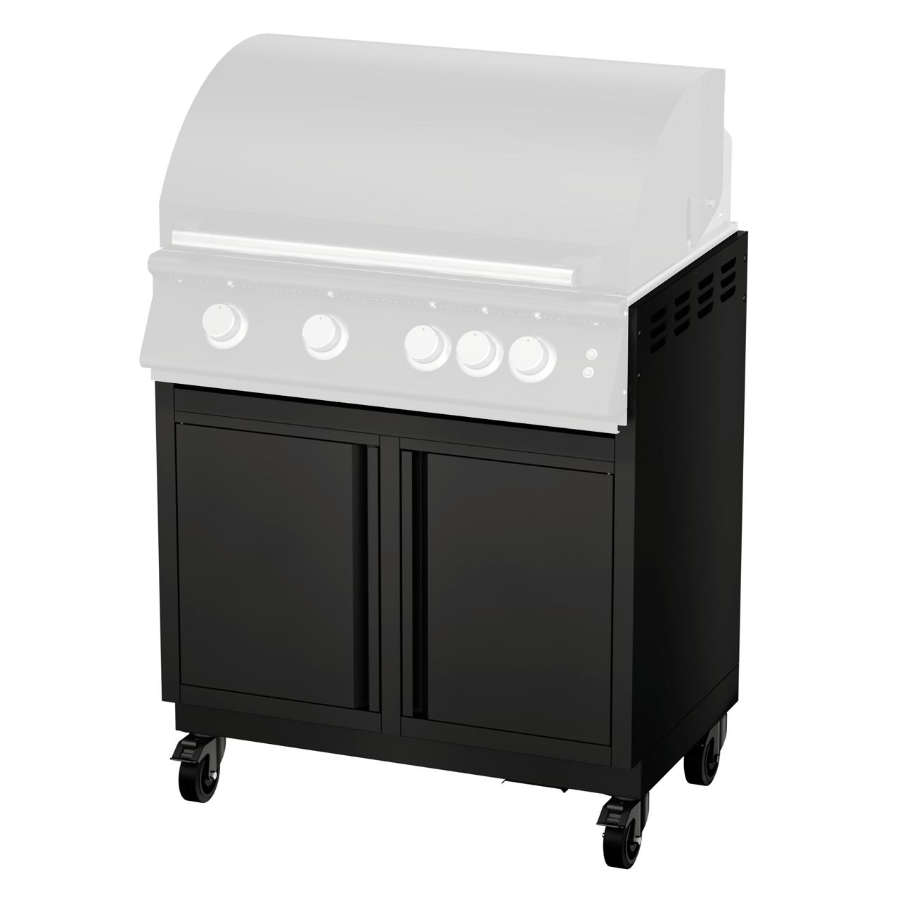Outdoorküche vivandio quub / 32 Zoll Grillmodul Doppel Schrankmodul - Ausführung: Schwarz - Mobilität: mit Lenkrollen