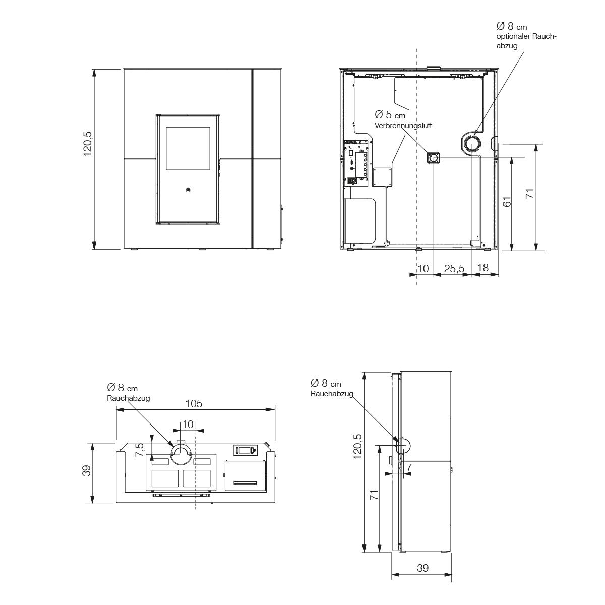 Pelletofen wasserführend Edilkamin Blade H 23 Evo 22,8 kW - Variante: Stahl Bronze