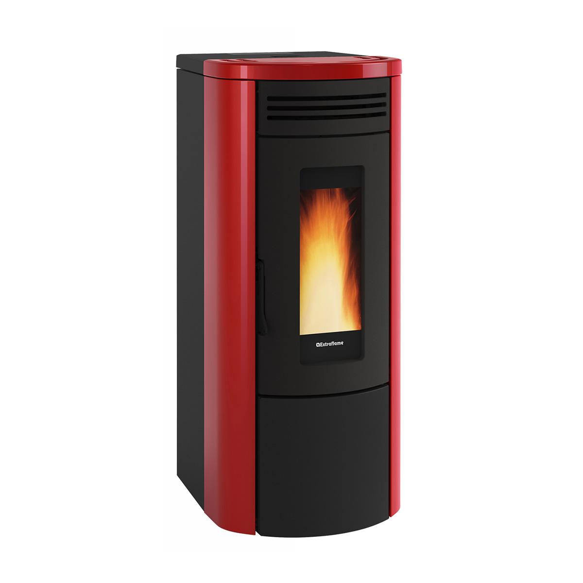 Pelletofen wasserführend Extraflame Costanza Idro 5.0 mit 16 kW - Verkleidung: bordeaux
