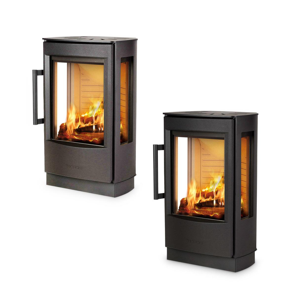 Kaminofen Wiking Miro 1 mit Sockel 4,9 kW - Korpus: Grau - Rauchabgang: Oben