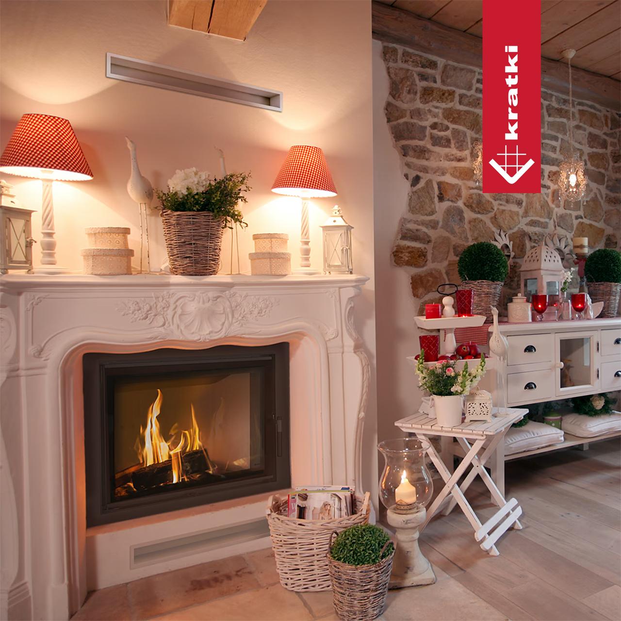 Kamineinsatz wasserführend Kratki Lucy mit 16 kW - Feuerraumauskleidung: weiß