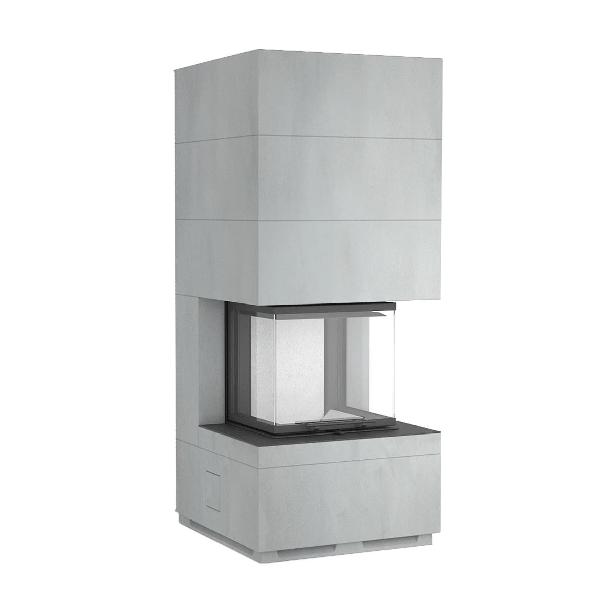 Kaminbausatz Camina S15 mit 9 kW - Ausführung Kaminbausatz: Beton natur - Feuerraumauskleidung: Schamotte weiß