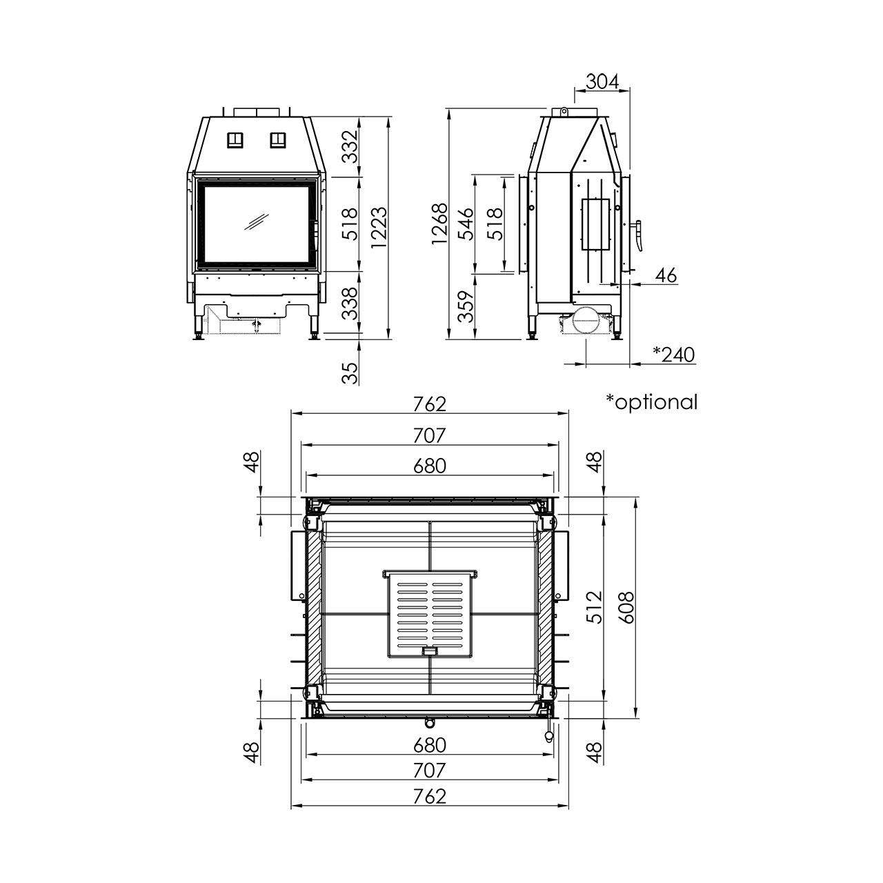 Tunnel-Kamineinsatz Spartherm Varia FD 11 kW - Türanschlag: rechts