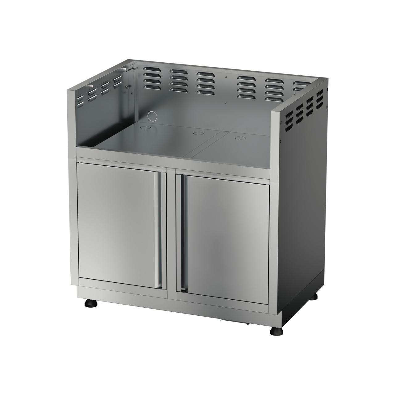 Outdoorküche vivandio quub / Mobile Outdoorküche mit Grill, Kühlschrank & Schubladen - Ausführung: silber - Mobilität: mit Stellfüßen