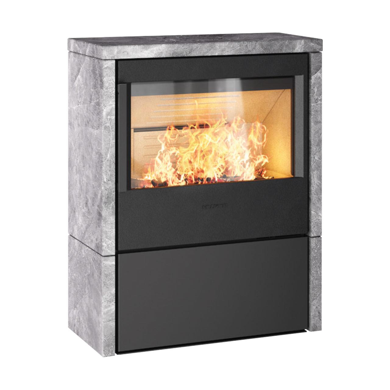 Kaminofen HWAM 5440 SmartControl Naturstein 6,1 kW - Ausführung: 5440c schwarz - Verkleidung: Speckstein - Rauchrohranschluss: Hinten