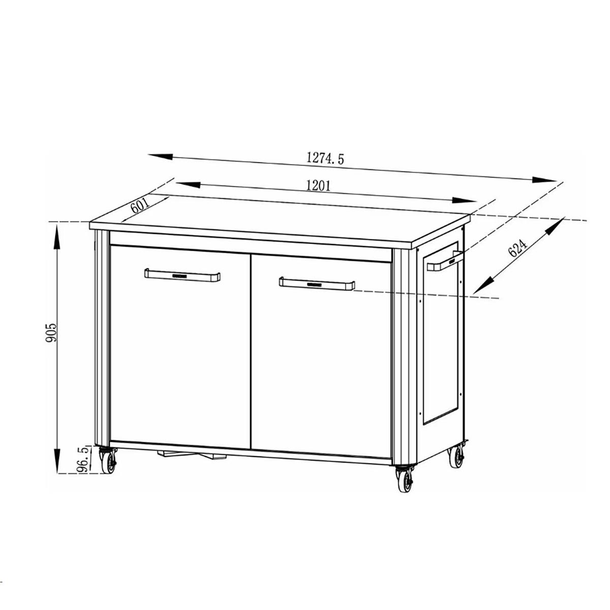 Cozze Outdoor Küche mit Spüle und Schrankmodul 90 und 120 - 300 x 60 cm