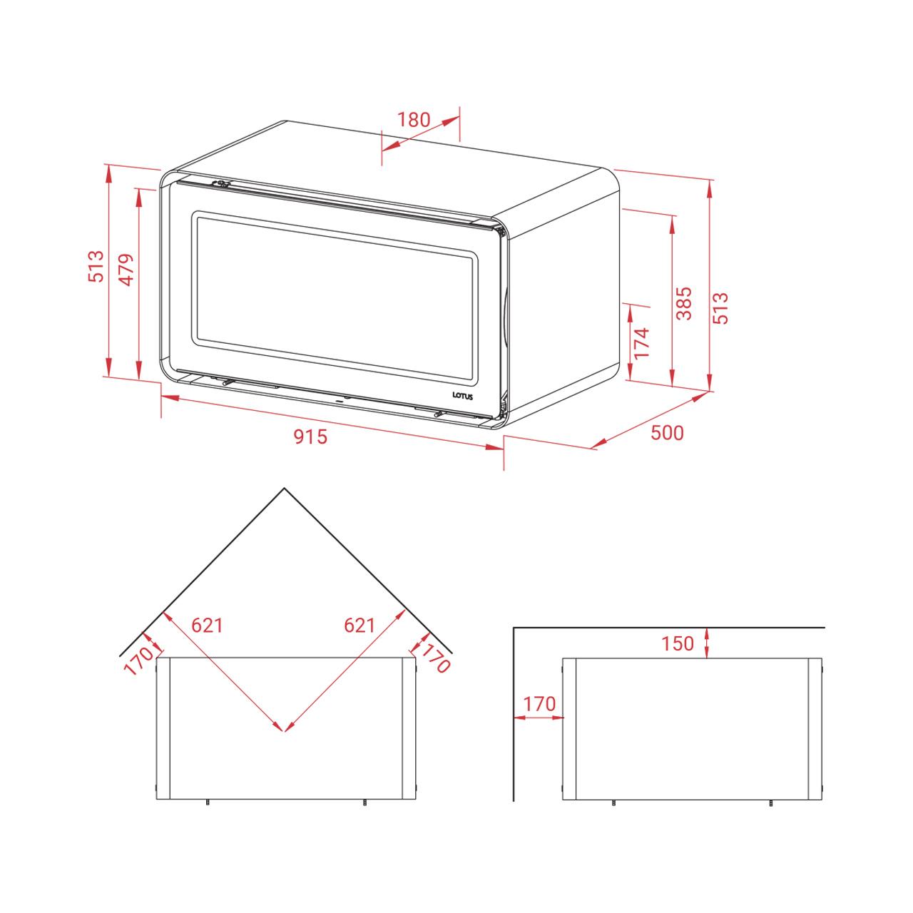 Kaminofen Lotus Living 7 kW - Ausführung: Ocean Dark, Abgang hinten