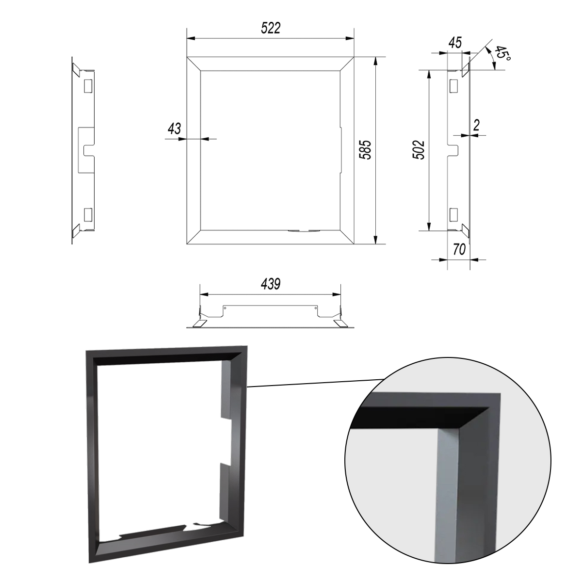Blendrahmen 45° Winkel, Rahmenstärke 43 mm (Art. 7065366)