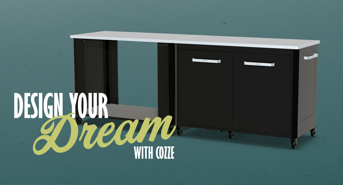 Cozze Outdoorküche Bundle: Schrankmodul 120 cm & offenes Modul 115 cm mit Edelstahlplatte