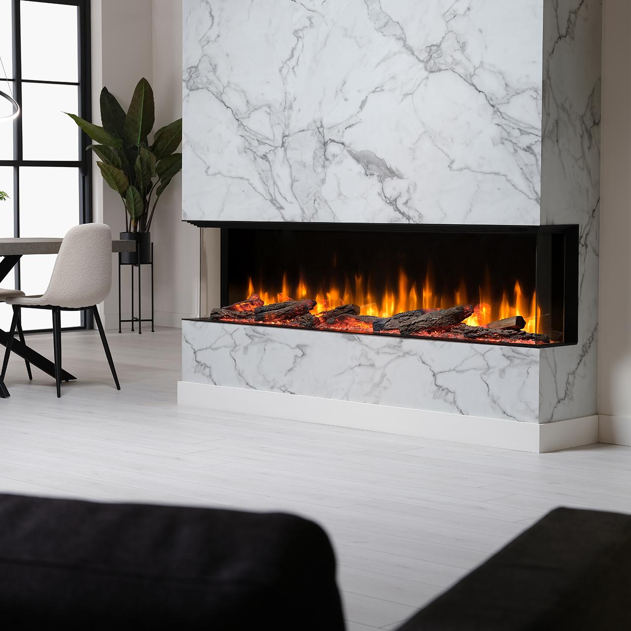 Dimplex Ignite Ultra 74 Elektrokamin - 3-seitiger Panorama-Einbau mit Optiflame-Technologie, App-Steuerung und Soundeffekt