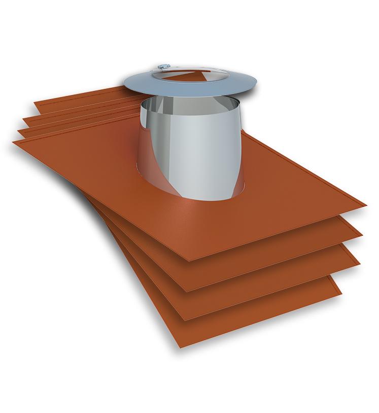 Jeremias DW Dachdurchführung mit Elastomerrand und Wetterkragen - Dachneigung: 26-35° - Ausführung: ziegelrot - für Schornstein-Innendurchmesser: 180mm