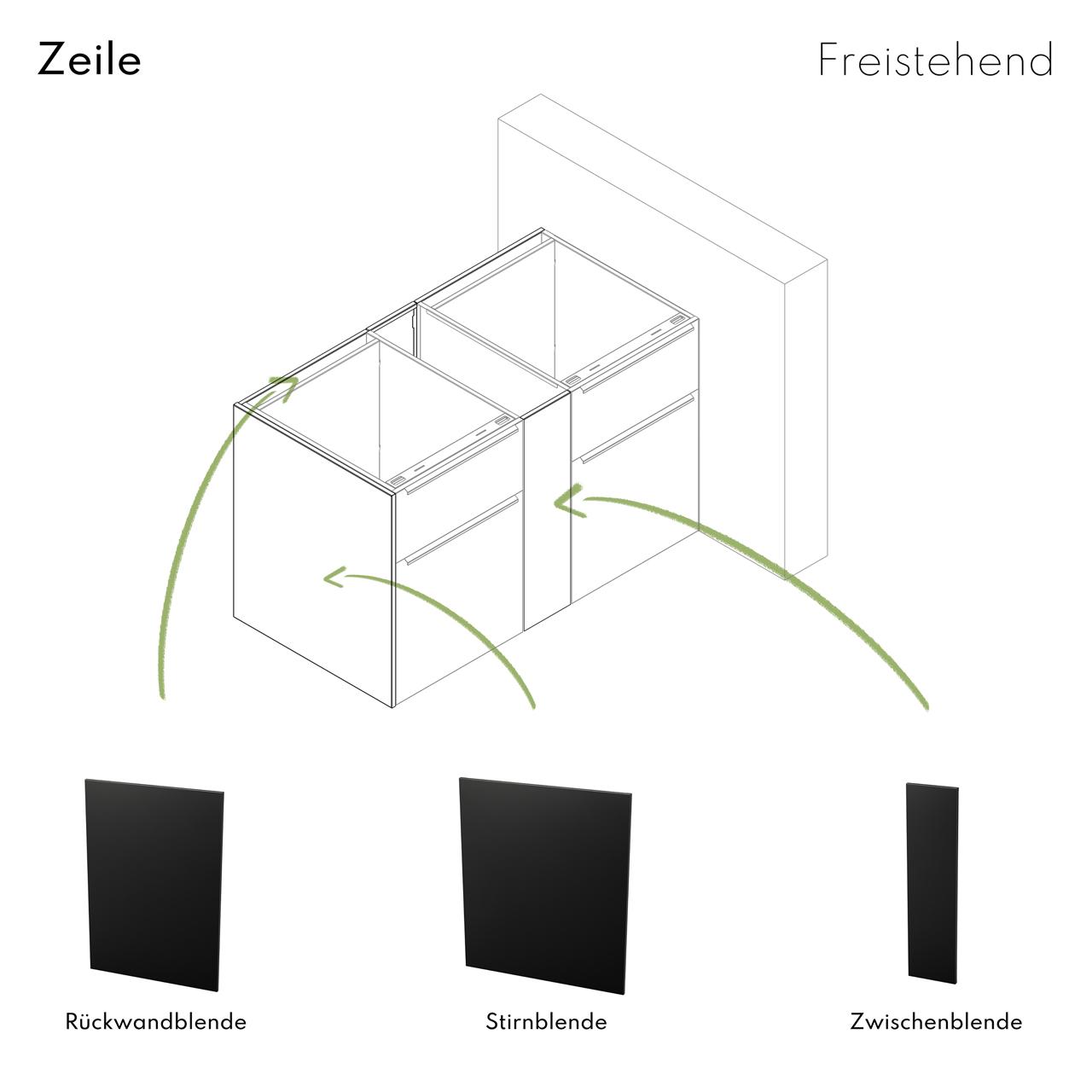 Outdoorküche vivandio elements / Blende Modulrückwand - Ausführung: Rückwandblende 60 cm Modul, mattschwarz