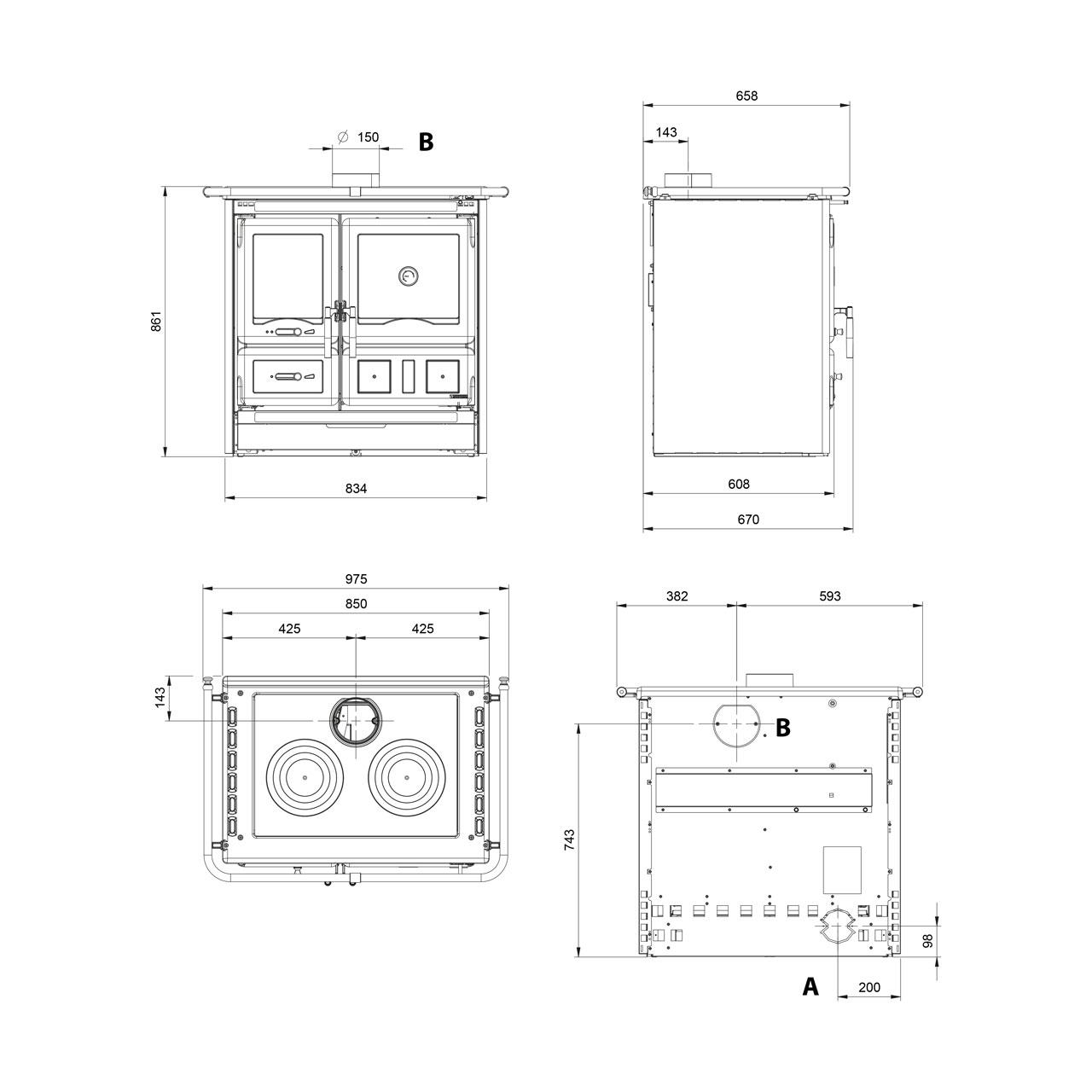 Küchenofen La Nordica Rosa L.16 Steel 9,5 kW