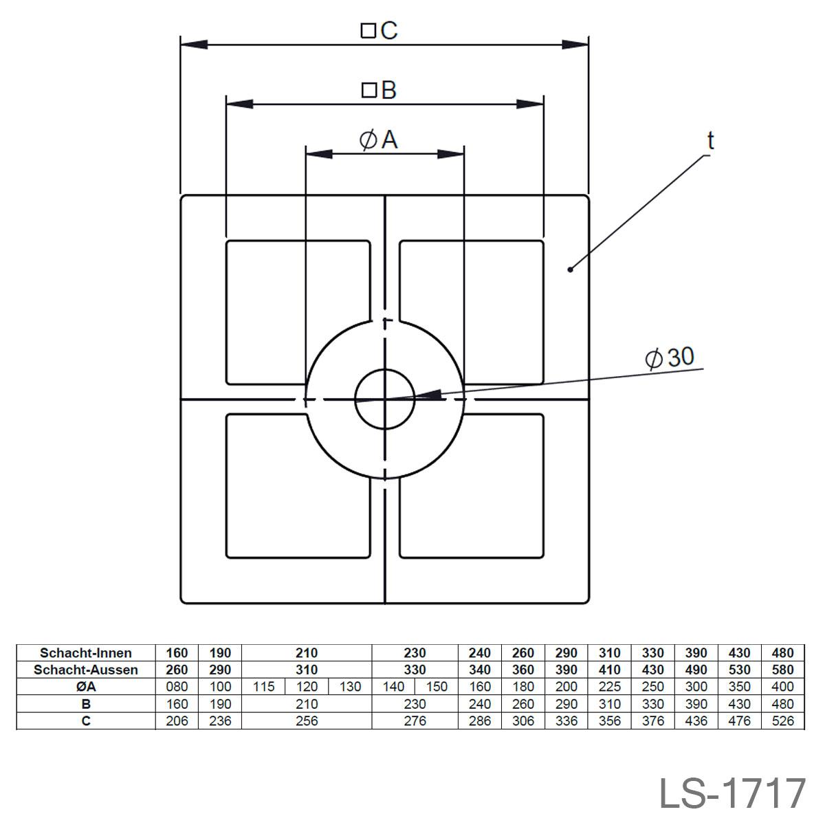 Jeremias Furado-F Auflageplatte für Kondensatschale FU94B mit Hinterlüftung, für Schacht oder DW-FU über Dach - Innendurchmesser: 80mm