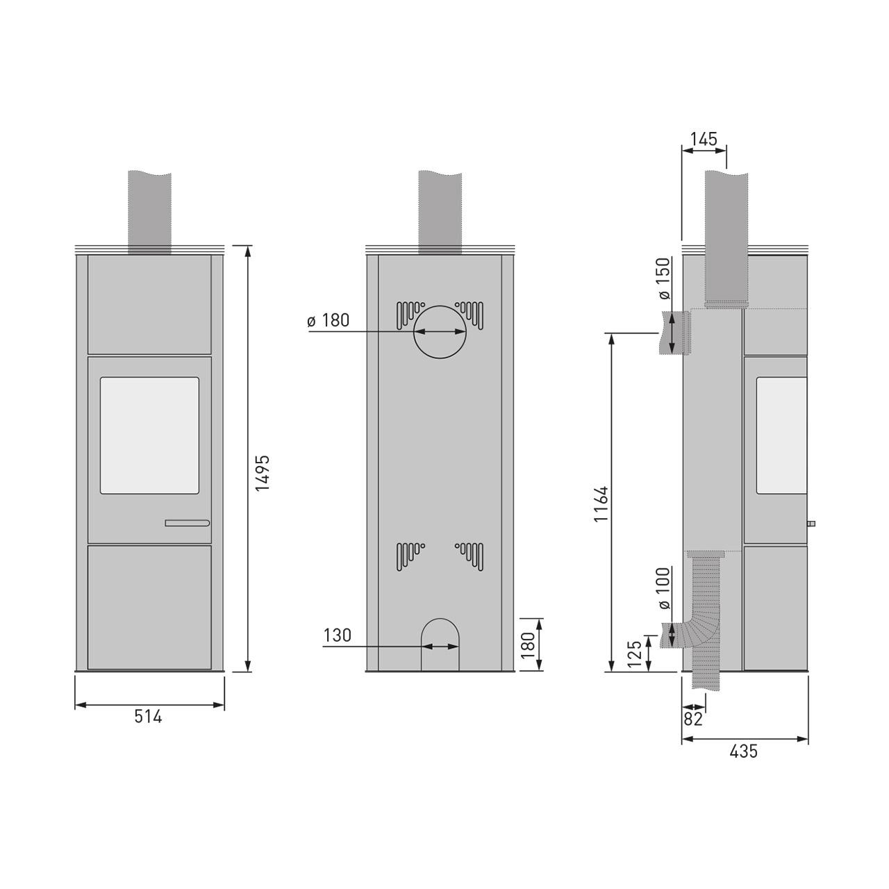 Kaminofen Skantherm Merano XL Stein 6 kW - Ausführung: Merano XL Stein RLA, Korpus Grau