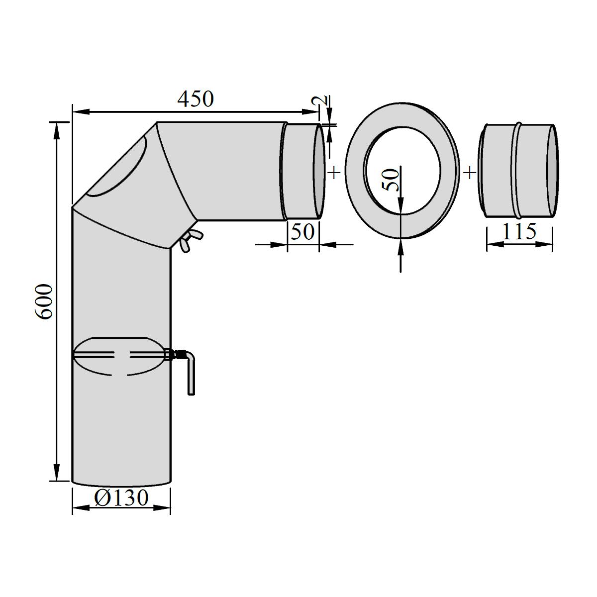 Ofenrohr Set DN 130 mm Schwarz