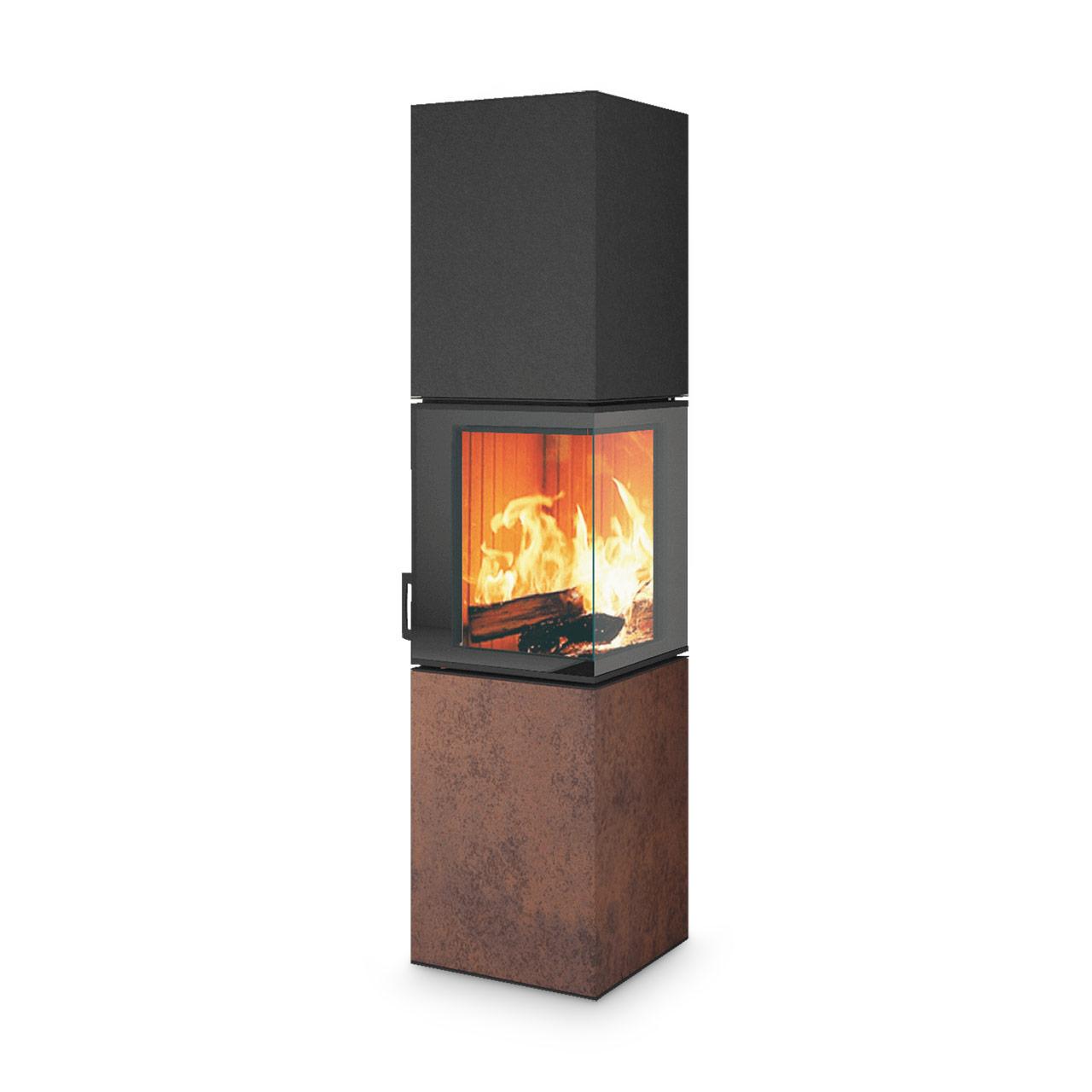 Kaminofen Neocube S20 XL 5,4 kW - Oberteil: Nero Zimbabwe - Unterteil: Iron Corten