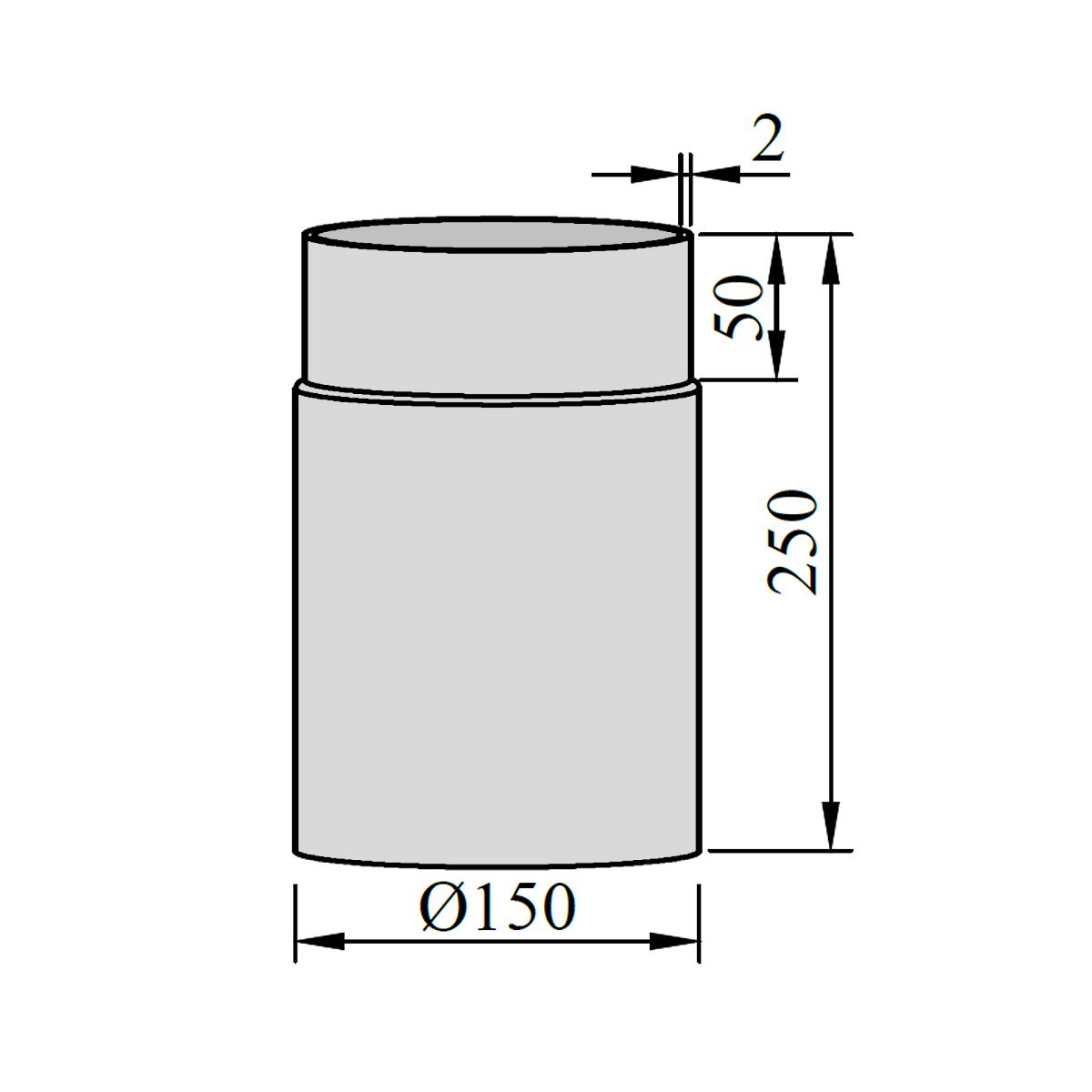 Ofenrohr DN 150 mm Länge 250 mm Gussgrau