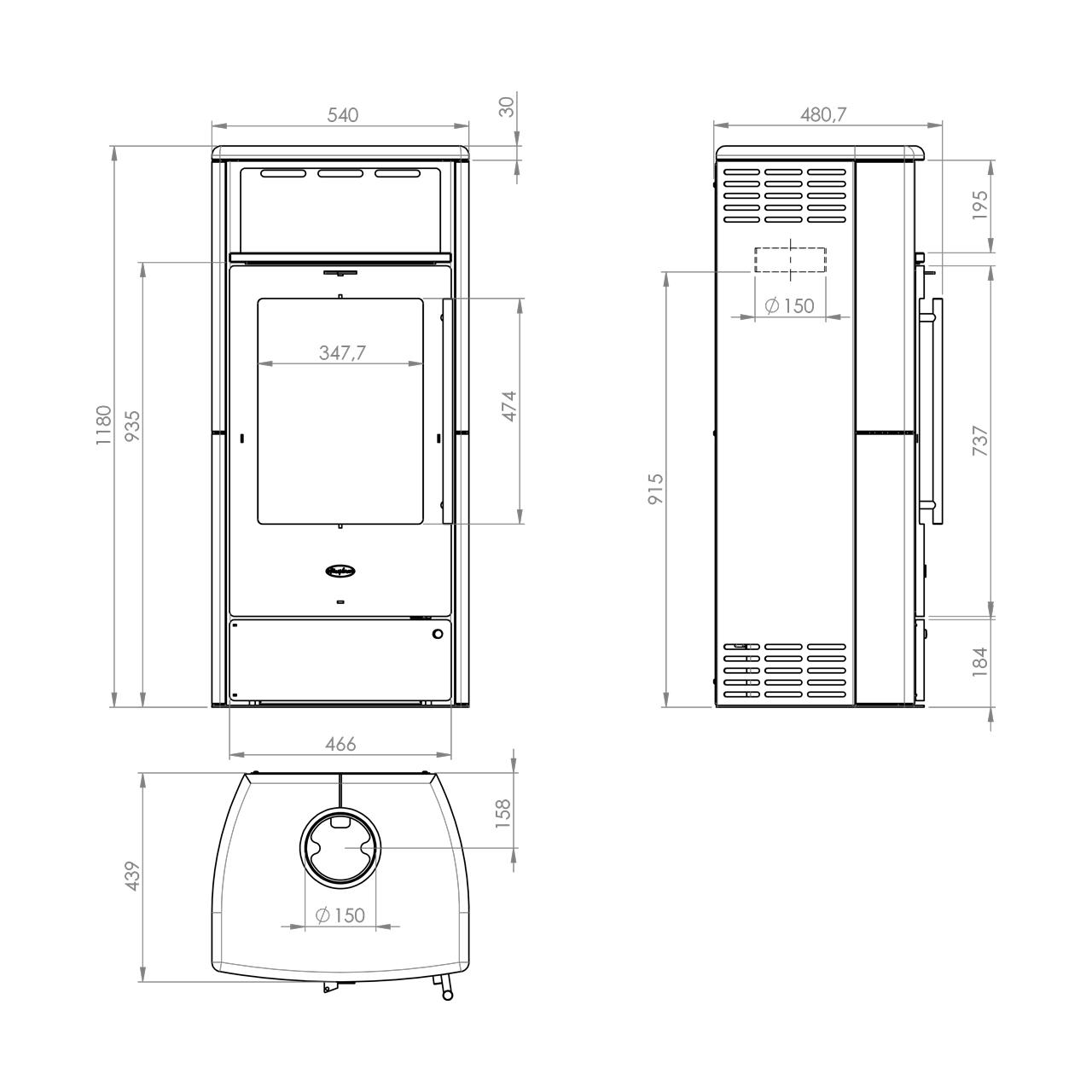 Dauerbrandofen Fireplace Torino Speckstein 6 kW