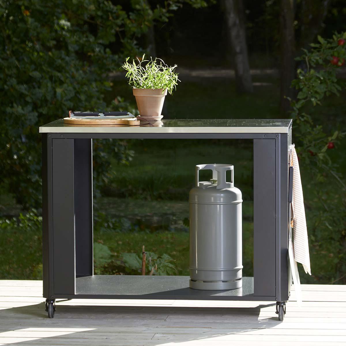 Cozze Outdoorküche Bundle mit Schrankmodul 120 cm & offenes Modul 115 cm mit Edelstahlplatte
